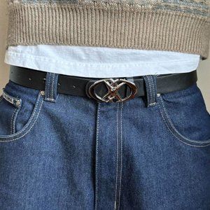 Y2K 2000s chrome star futuristic star emblem black and silver grunge emo belt